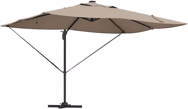 Berkfield Home Roma Cantilever Parasol with LEDs in Taupe, W/D/H: 352 x 251 x 265 cm – 1