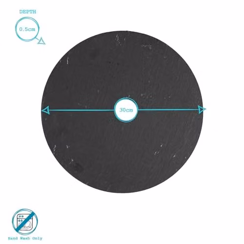 Argon Tableware Round Black Slate Placemats, Set of 6, Diameter: 30 cm – 4