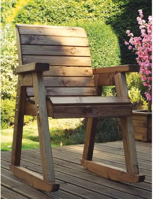 Charles Taylor Rustic Brown Wood Rocker Chair