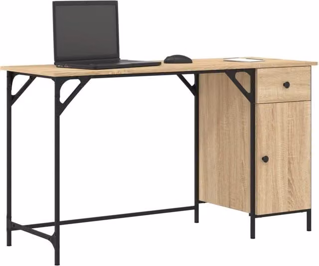 Berkfield Home Sonoma Oak Computer Desk in Brown, W/D/H: 131 x 48 x 75 cm – 1
