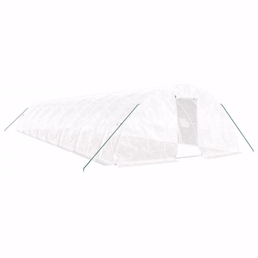 Berkfield Home Freestanding Steel Frame Greenhouse in White, W/D/H: 16 x 5 x 2.3 m – 2