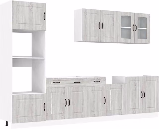 Berkfield Home Kalmar 7 Piece Modern Kitchen Cabinet Set in Grey Sonoma Engineered Wood
