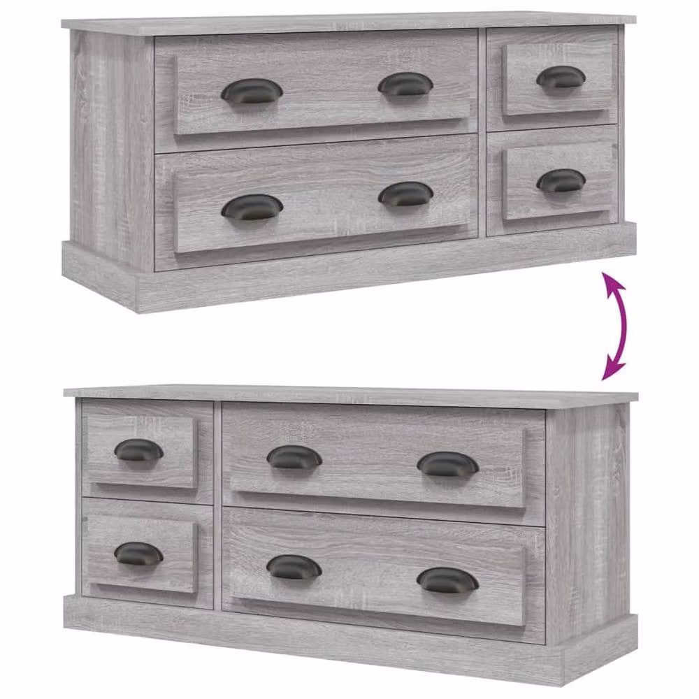 Berkfield Home Modern Grey Sonoma TV Cabinet, W: 100 cm, D: 35.5 cm, H: 45 cm – 3