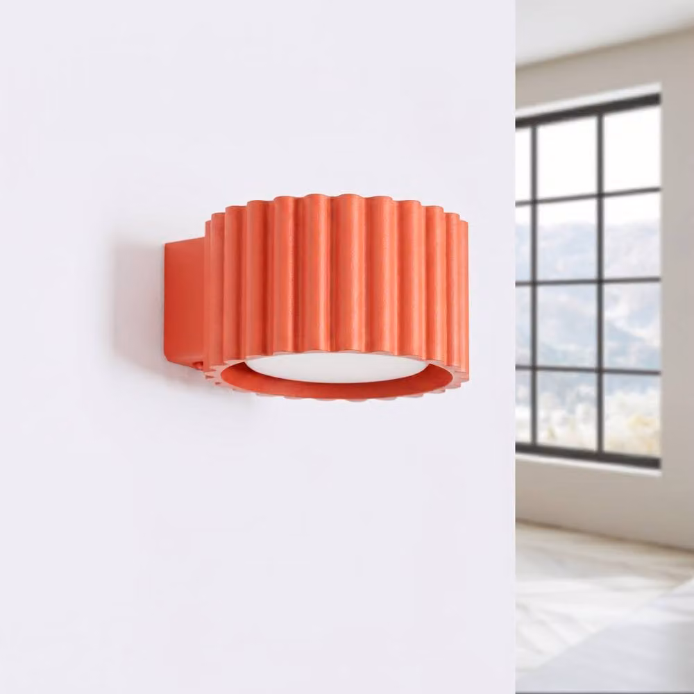 Sollux Lighting minimalist red cylinder wall lamp W/D/H: 6 x 10 x 12 cm – 2