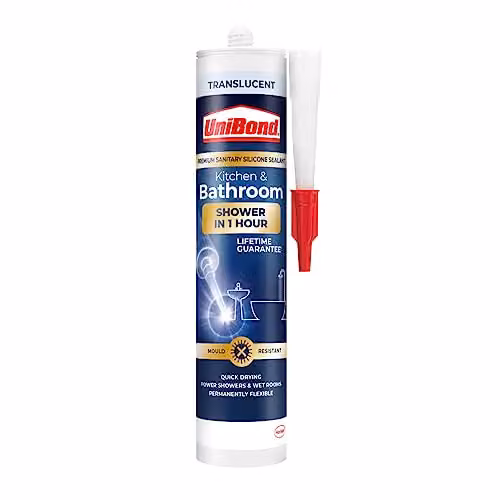 Unibond Speed Seal Waterproof Silicone Sealant, 300 ml, White/Transparent – 1