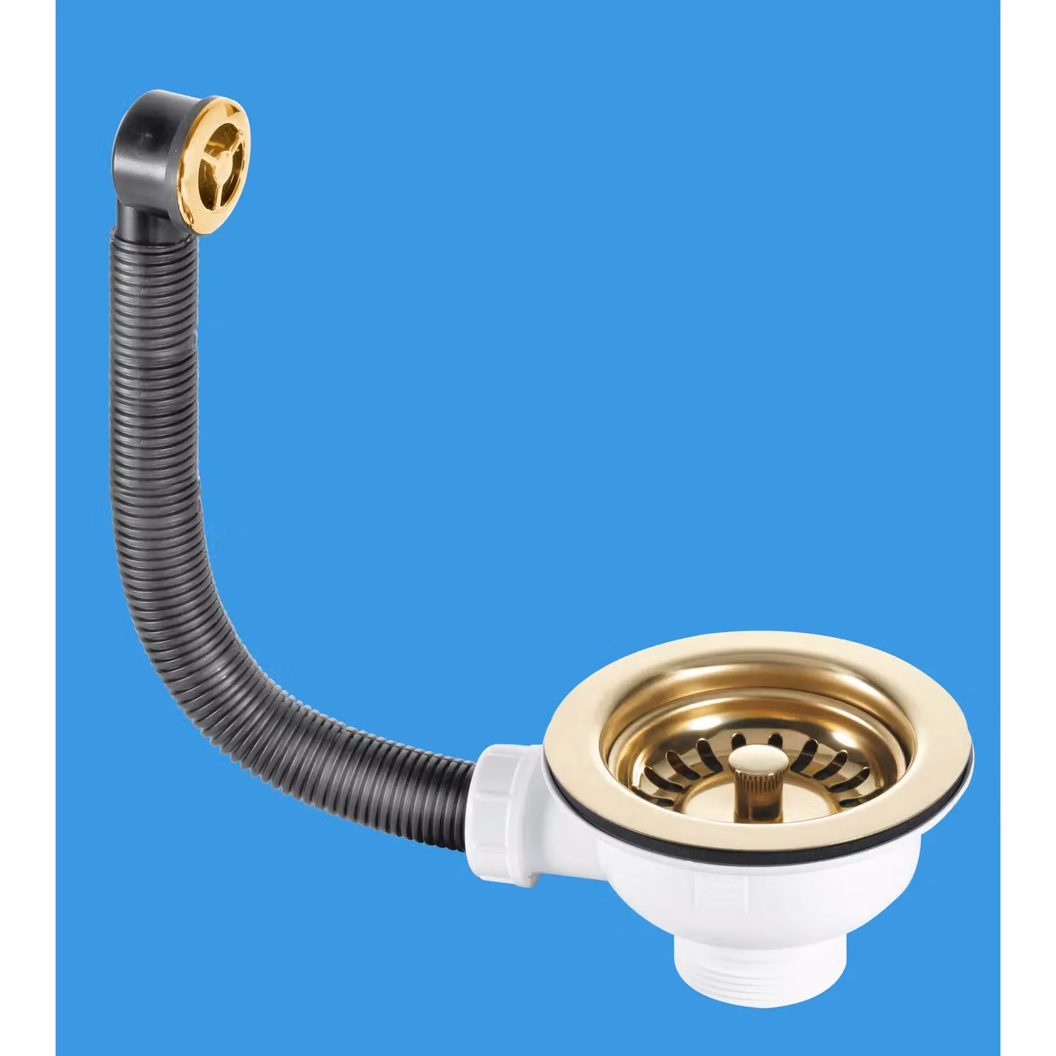 McAlpine Gold Stainless Steel Basin Basket Strainer Waste and Overflow with Push Open Mechanism – 2