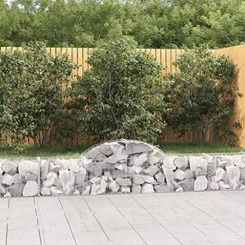 vidaXL Set of 12 Arched Gabion Baskets in Silver Galvanised Steel, W: 200 cm, D: 30 cm, H: 40/60 cm – 2