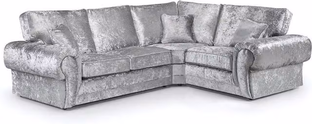 Furnishings For Less UK Chelsea Large 4 Seater L-Shape Corner Sofa in Silver Crushed Velvet