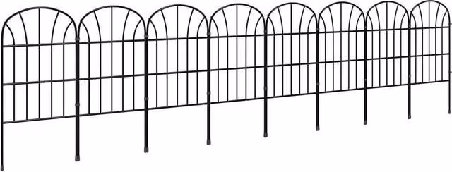 Hinsinc 8-Piece Decorative Metal Garden Fencing Border Edging, Black – 1