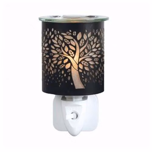 Aroma Accessories Tree of Life Electric Plug In Wax Melt Warmer in Black and Gold, Height: 13 cm