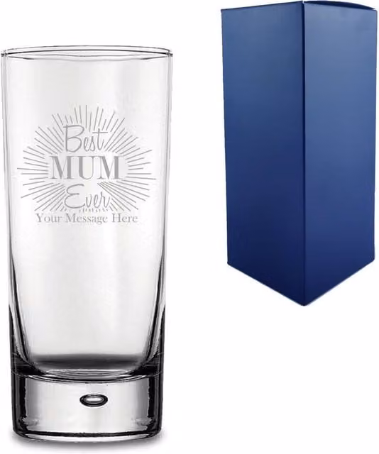 Uniqueful Personalised Engraved Bubble Hiball Glass Tumbler Best Mum Ever Design in Clear – 1