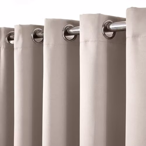 OHS Pair of Thermal Eyelet Blackout Curtains in Sand, W/D/H: 116 x 182 cm – 3