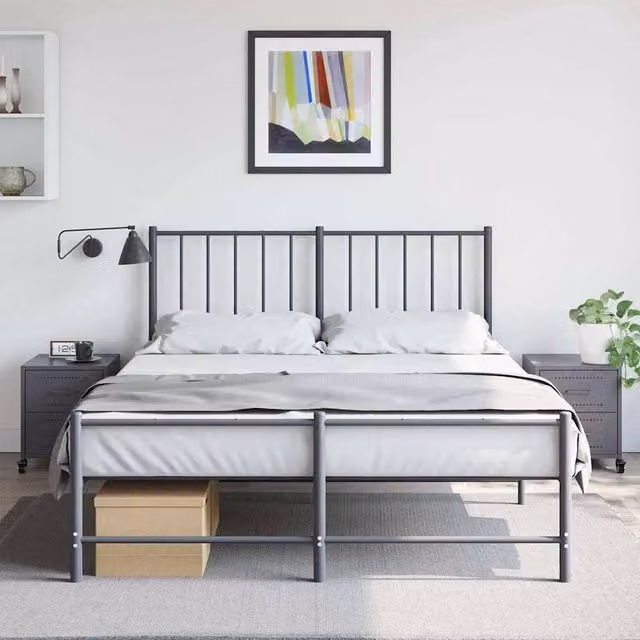 Berkfield Home Stylish Bedside Cabinets, 2 Piece Set in Anthracite Metal, W/D/H: 36 x 39 x 43.5 cm