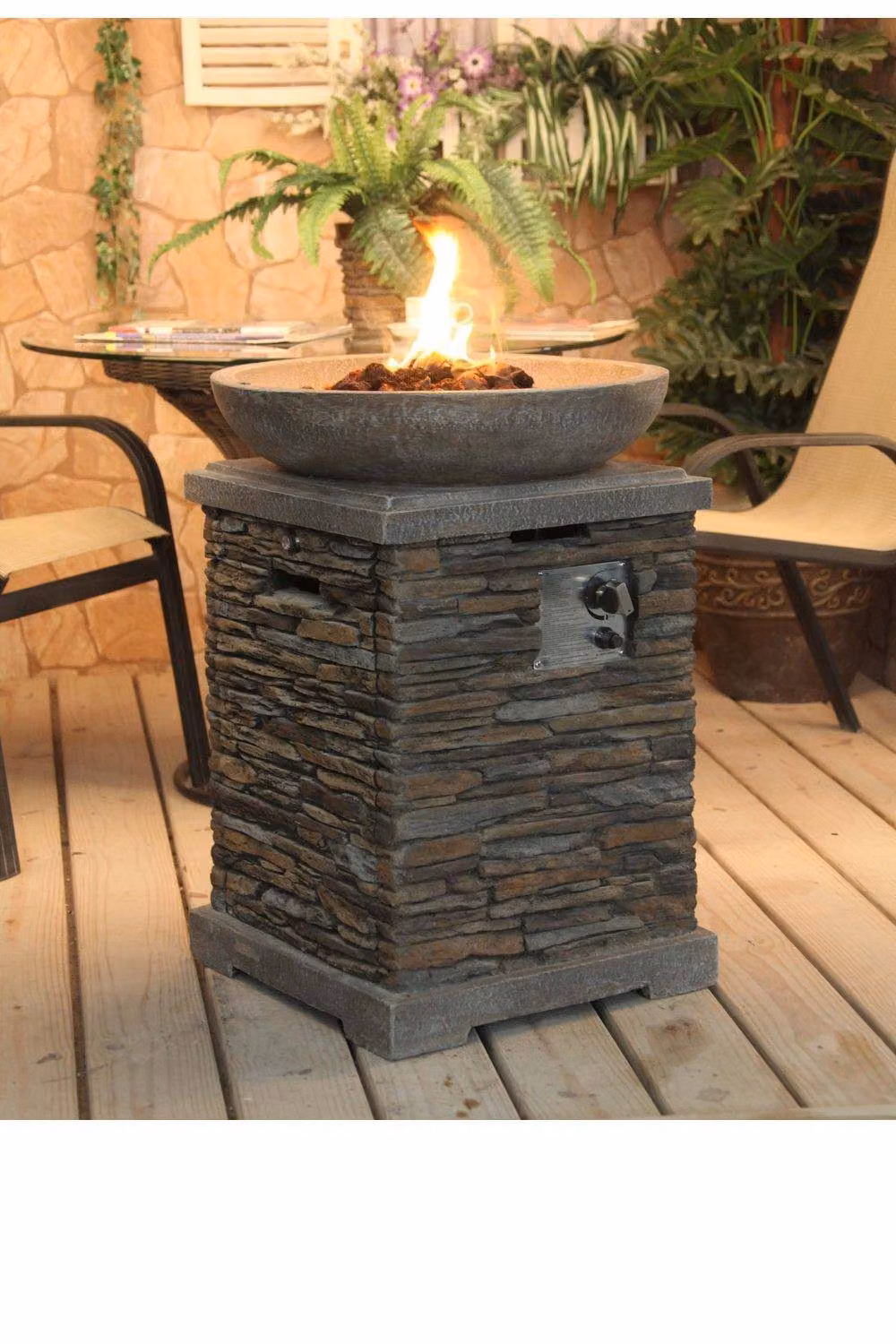 Callow Premium Slate Effect Gas Fire Pit and Fire Bowl in Stone – 3