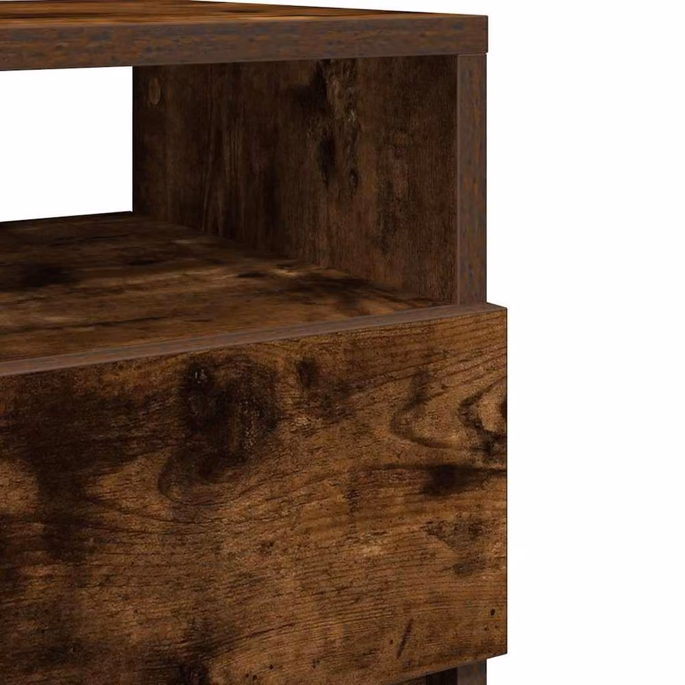 Berkfield Home Set of 2 Durable Bedside Cabinets with 2 Drawers in Smoked Oak Brown, W/D/H: 40 x 33 x 60 cm – 5