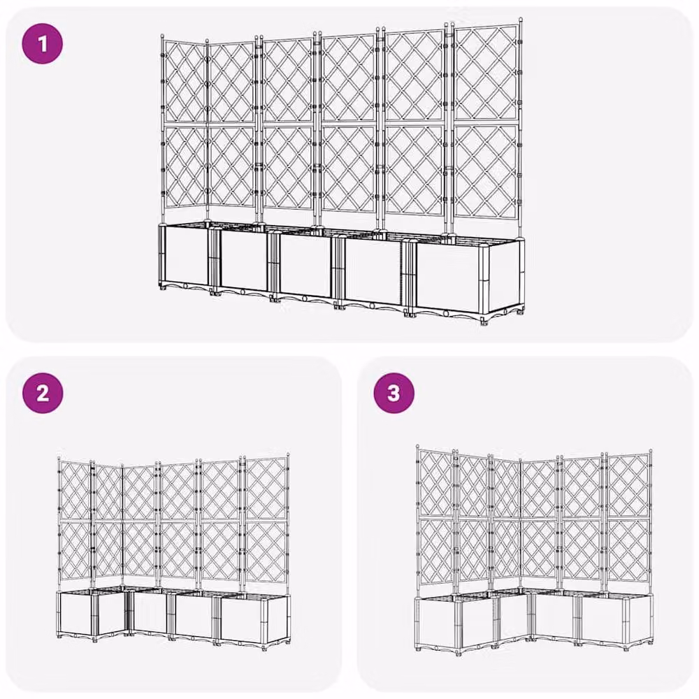 Berkfield Home Green Garden Planter with Trellis, 5 Pieces, Black, W/D/H: 120 x 120 x 143 cm – 7