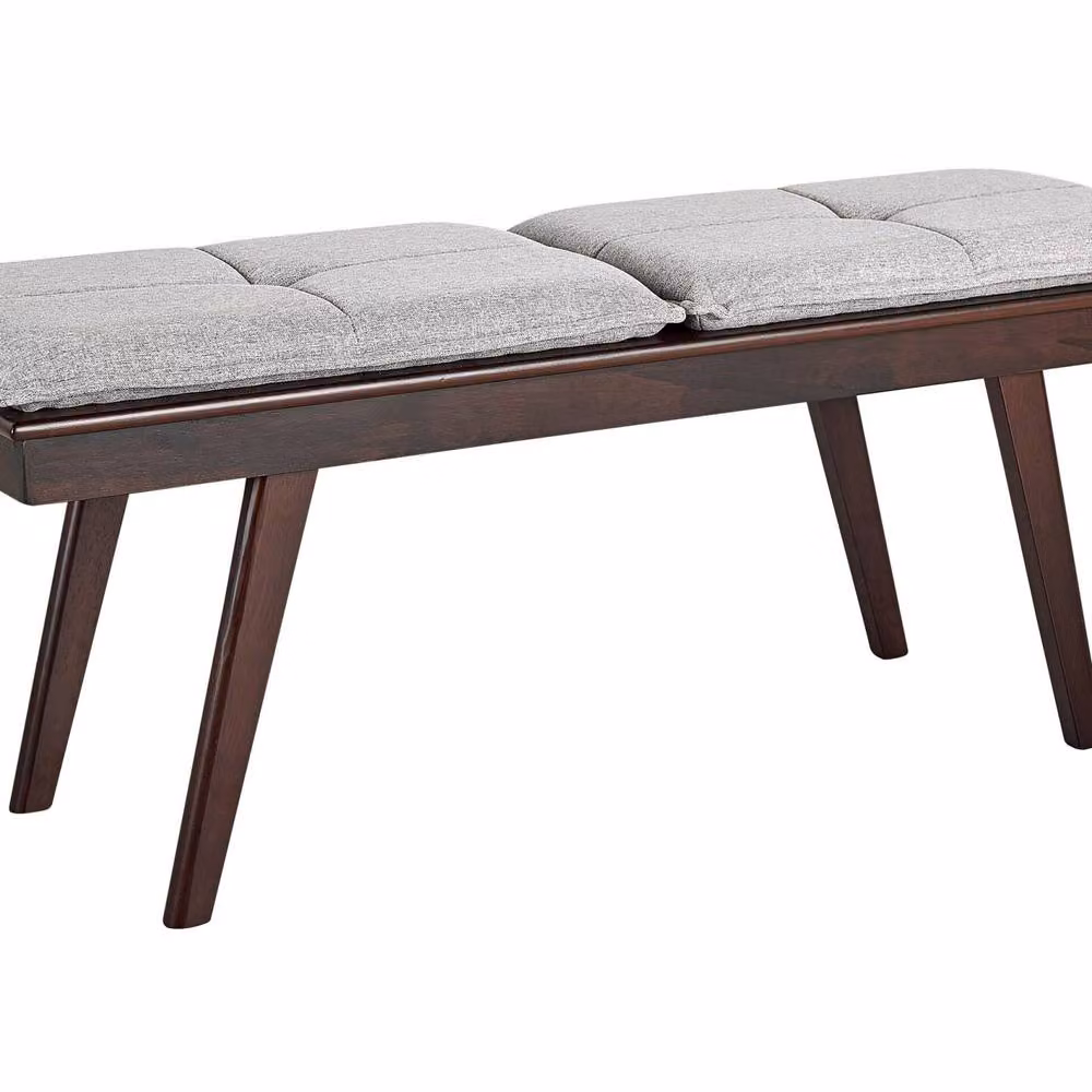 Wyld and Coco Retro Hallway Bench in Brown Wood with Rubberwood Legs, W/D/H: 116 x 37 x 44 cm – 2