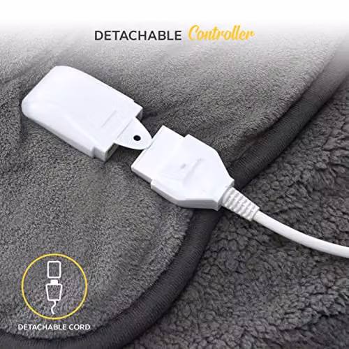 MONHOUSE Heated Electric Fleece Throw in Grey, W/D/H: 130 x 160 cm – 3