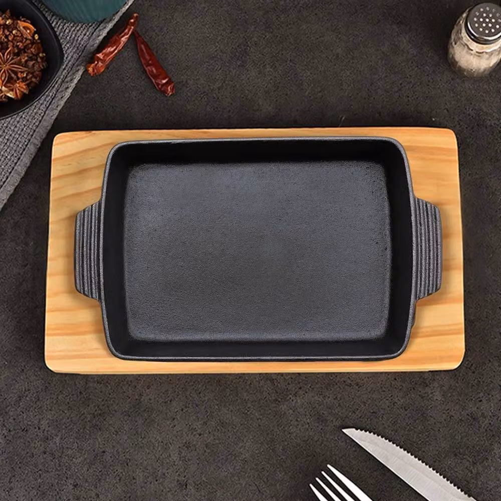 Kelvenix Rectangular Pre-Seasoned Cast Iron Braiser and Roasting Pot in Black – 3