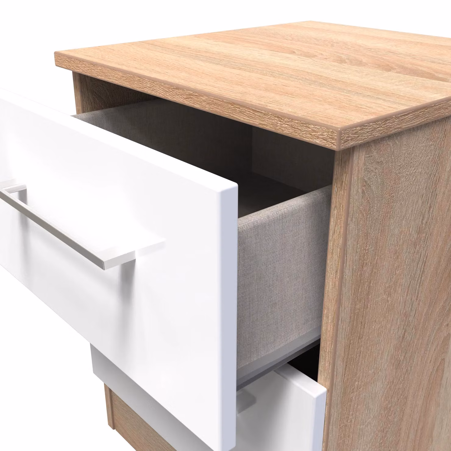 Ready Assembled 2 U Gloucester 2 Drawer Bedside Cabinet in White and Multicolour – 3