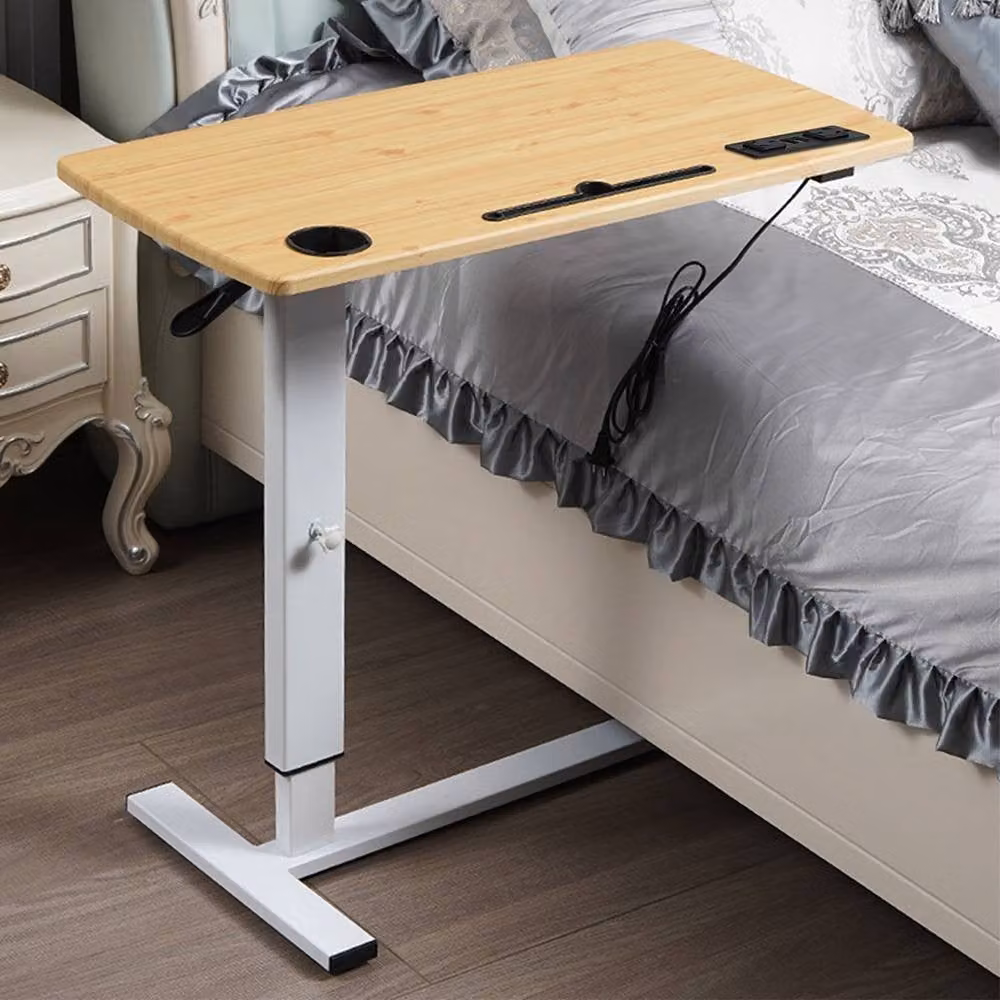 Levede Height Adjustable Electric Standing Desk and Over Bed Laptop Table with USB, White – 2