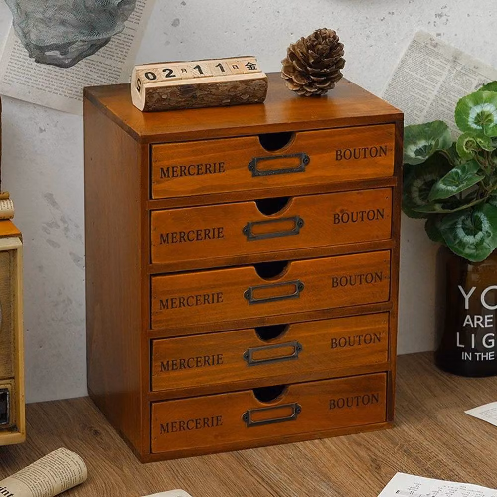 FORGEVIO Brown Wooden 5 Drawer Chest of Drawers for Home or Office – 3