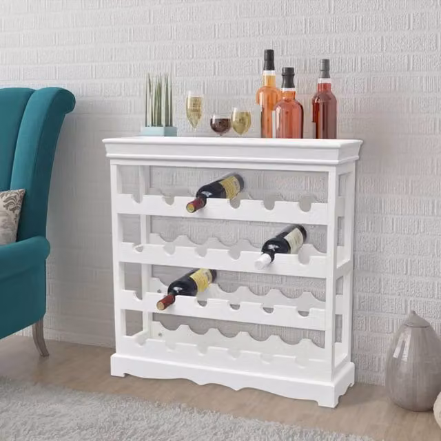 Berkfield Home Abreu White Lacquered Glass Wine Cabinet