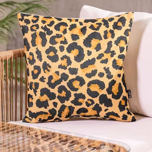 icon Set of 4 Kyoto Fabric Square Indoor Outdoor Cushions in New Leopard Print, Multicolour, W/D/H: 43 x 43 x 43 cm – 2