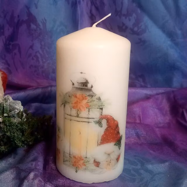 Viki Christmas Pillar Candle Gnomes in White, Pack of 6
