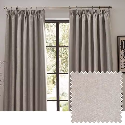 Riva Home Dawn Textured Blackout Pencil Pleat Curtains, Thermal Lined Pair, Black and Grey, Width: 229 cm, Drop: 137 cm – 1