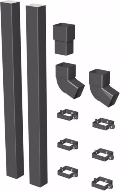 Galeco Square PVC Offset Downpipe Kit in Grey, 80mm Diameter