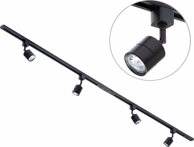 Litecraft Soho Track Light Kit with 4 Adjustable LED Spotlight Heads in Black