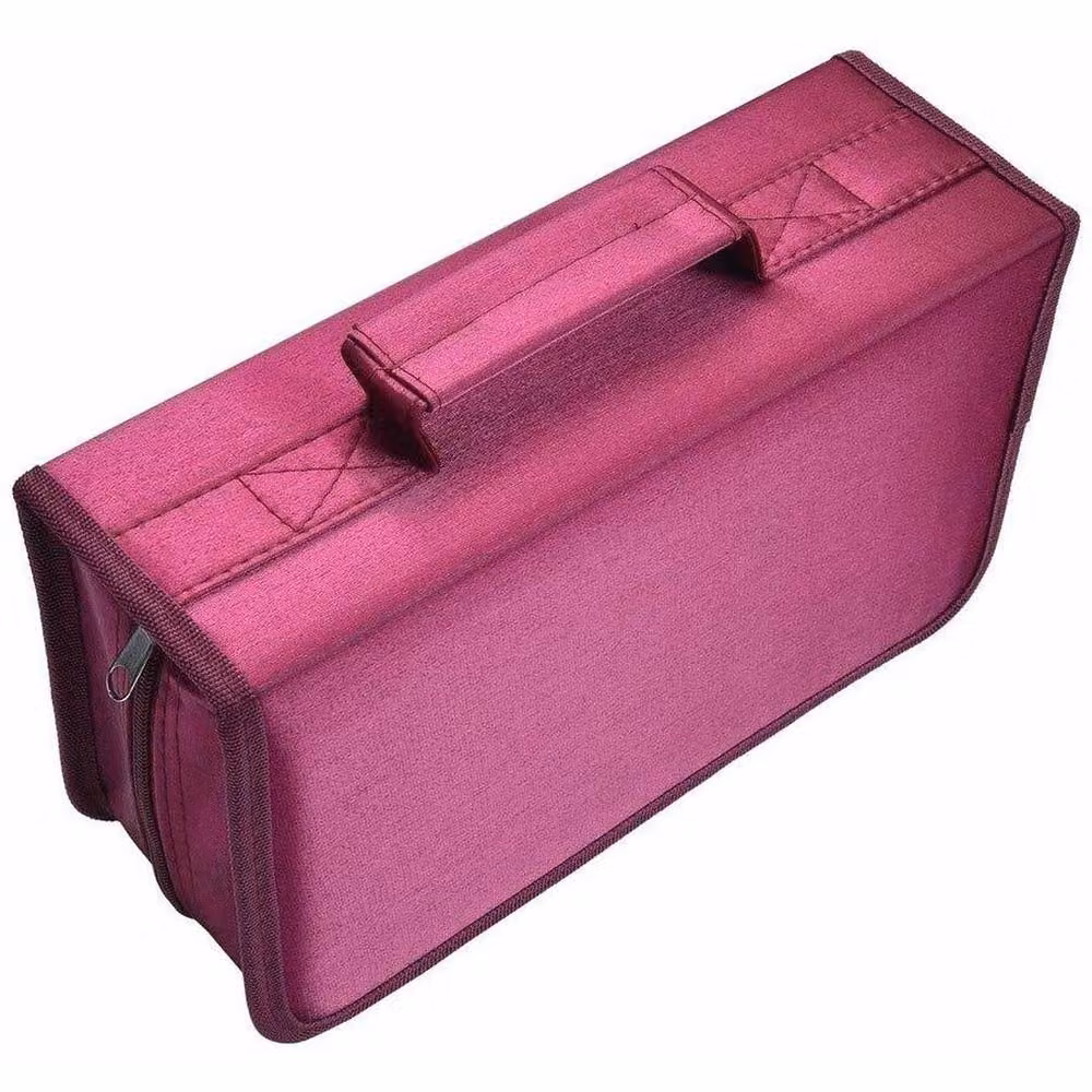 FLAVORA Rose 128 CD DVD Case Wallet in Burgundy Fabric – 3