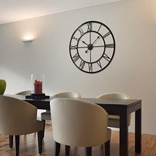 WALPLUS Bronze Wrought Iron Roman Numeral Wall Clock, Silent Metal Minimalist Design, W/D/H: 76 x 76 x 5 cm – 3