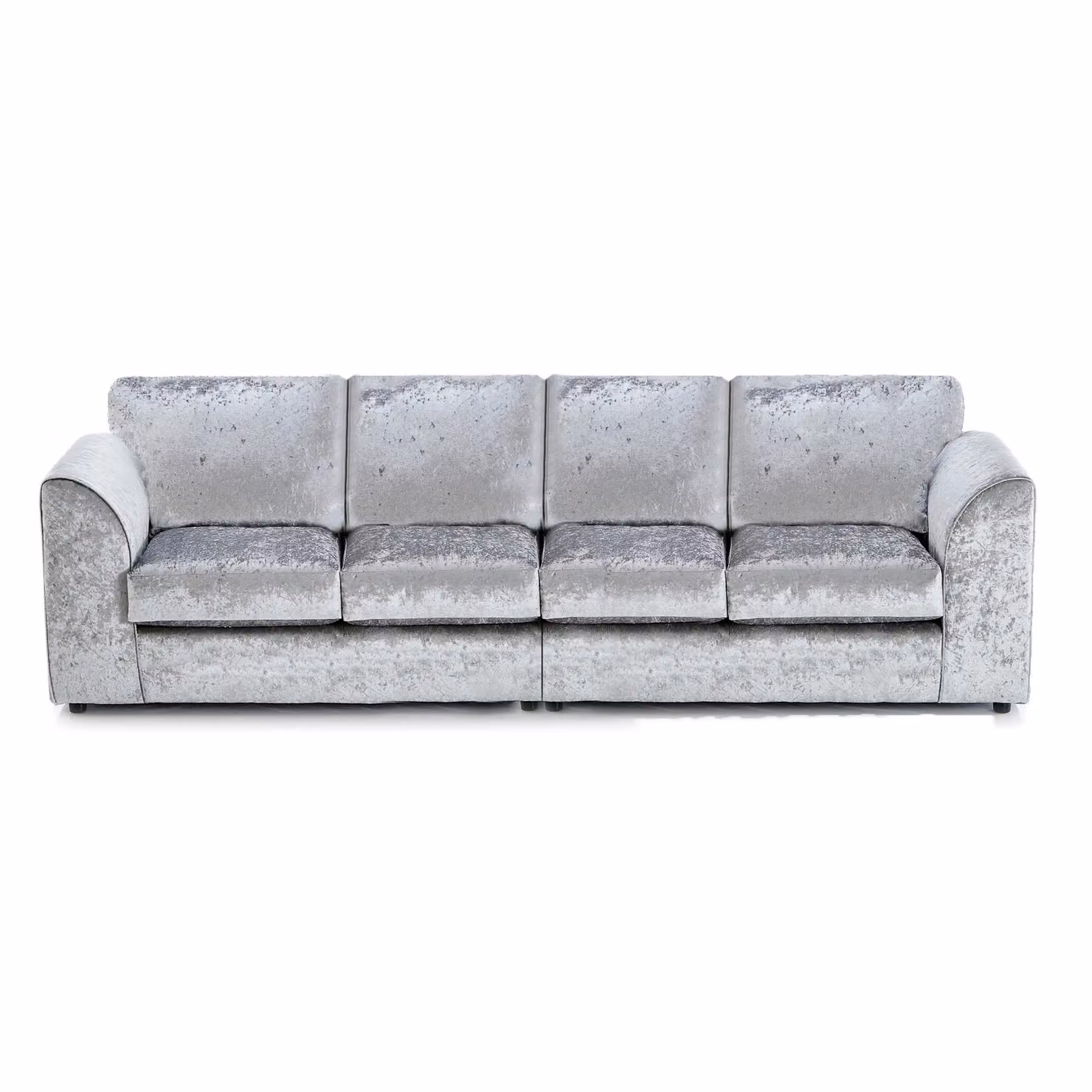 Furnishings For Less UK Silver Crystal Crushed Velvet 4 Seater Curved Sofa with Scatter Cushions – 2