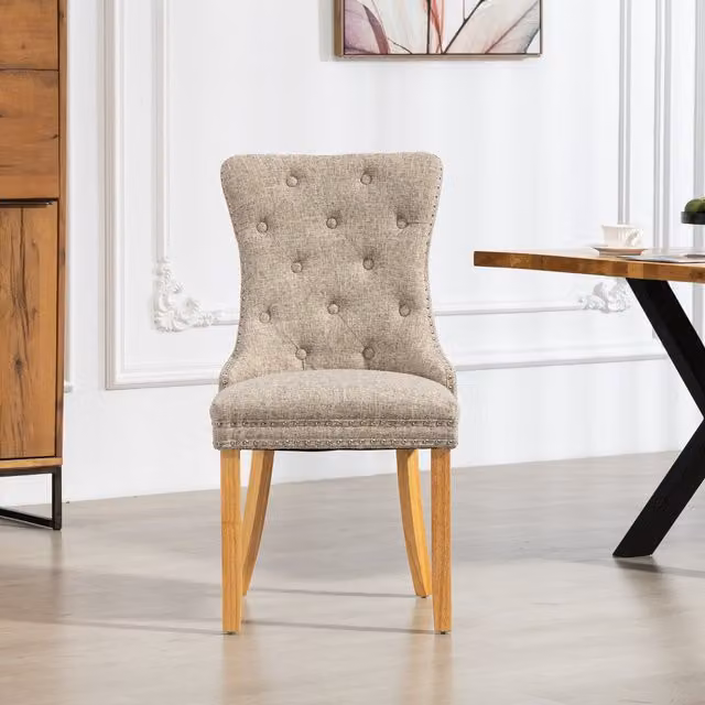 Artemis Home Modern Fabric Dining Chairs, Set of 2, Brown and Beige