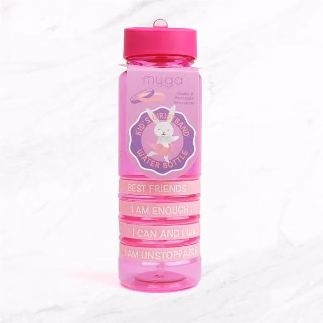 Myga Kid's Rabbit Wristband Water Bottle in Pink