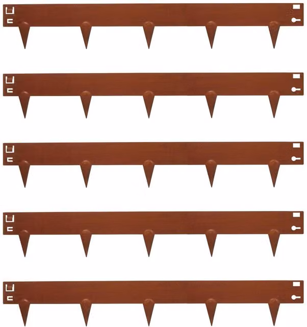 Harbour Housewares 5-Piece Brown Galvanised Steel Lawn Edging Set
