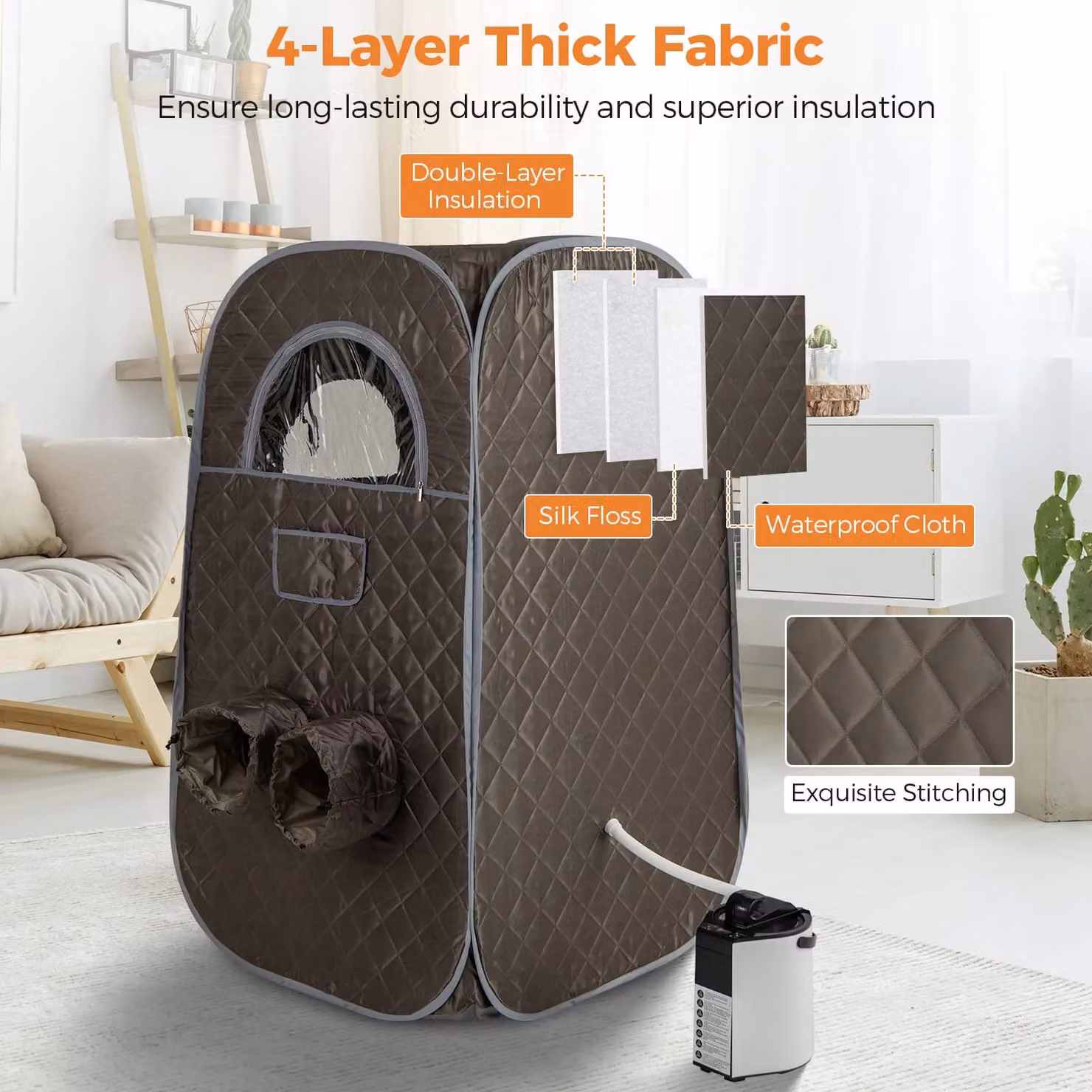 Costway Portable Steam Sauna Tent with Foldable Chair, Grey – 3