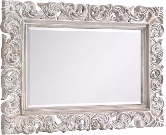 Cheshire Noiré Antique Distressed White Rectangular Wall Mirror
