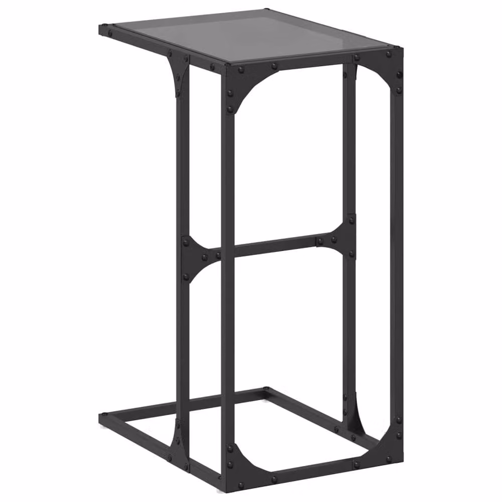 Berkfield Home Side Table with Black Glossy Glass and Metal, W/D/H: 30 x 30 x 61.5 cm – 3