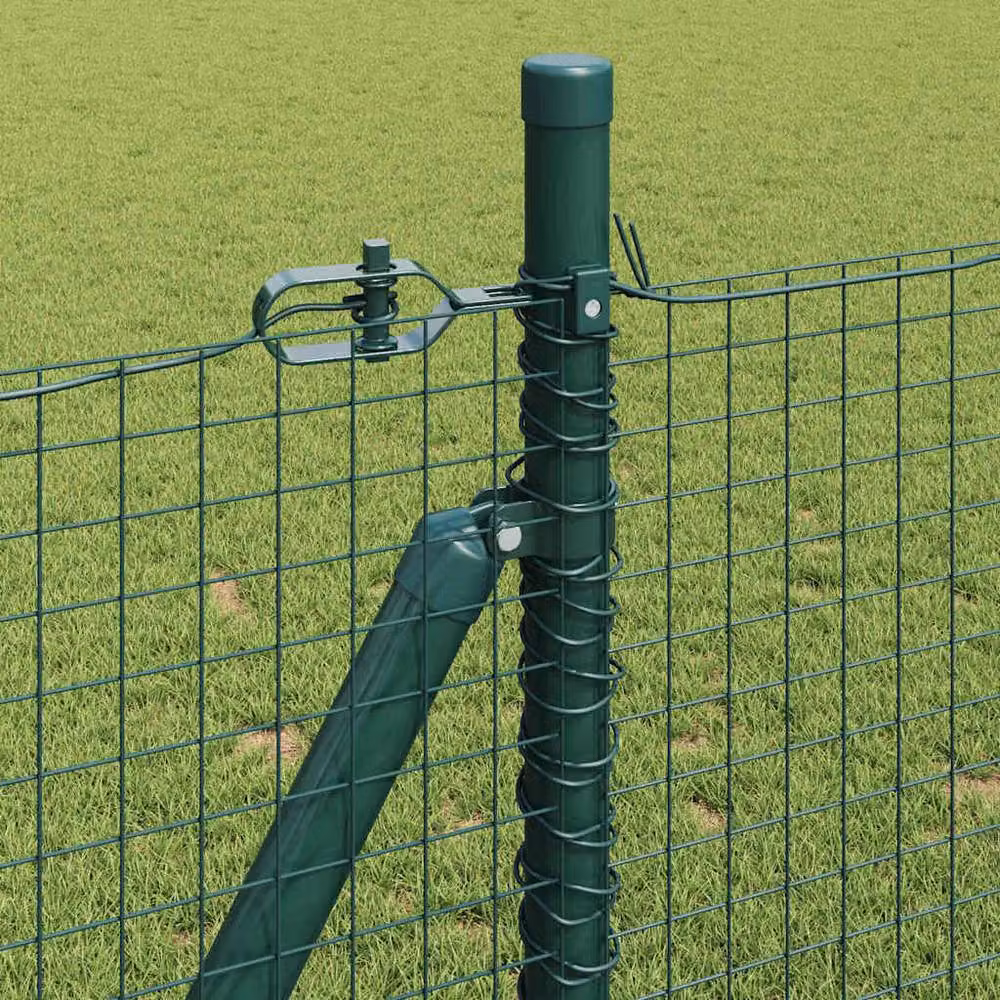 Berkfield Home Green Steel Welded Wire Fence with 13 Flanged Posts, 0.8 x 50 m – 3