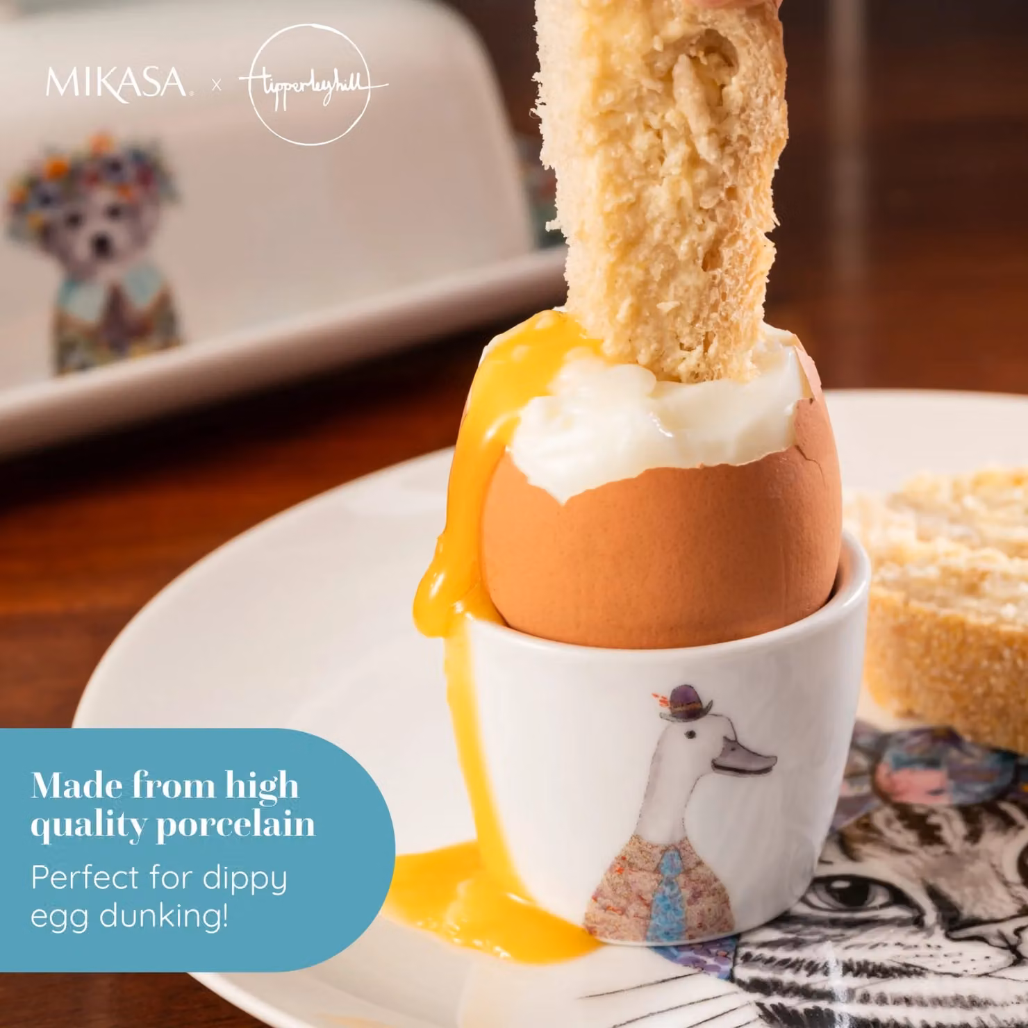 Mikasa Tipperleyhill Porcelain Egg Cups with Duck Design, Multicolour and White, Set of Two – 7