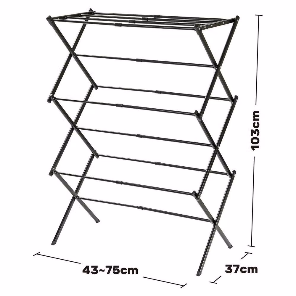 KORVIXA 3 Tier Extendable Drying Rack in Black – 2