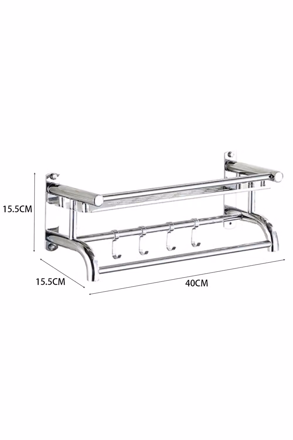 Living and Home Stainless Steel Wall Mounted Bathroom Shelf Organizer in Silver – 2