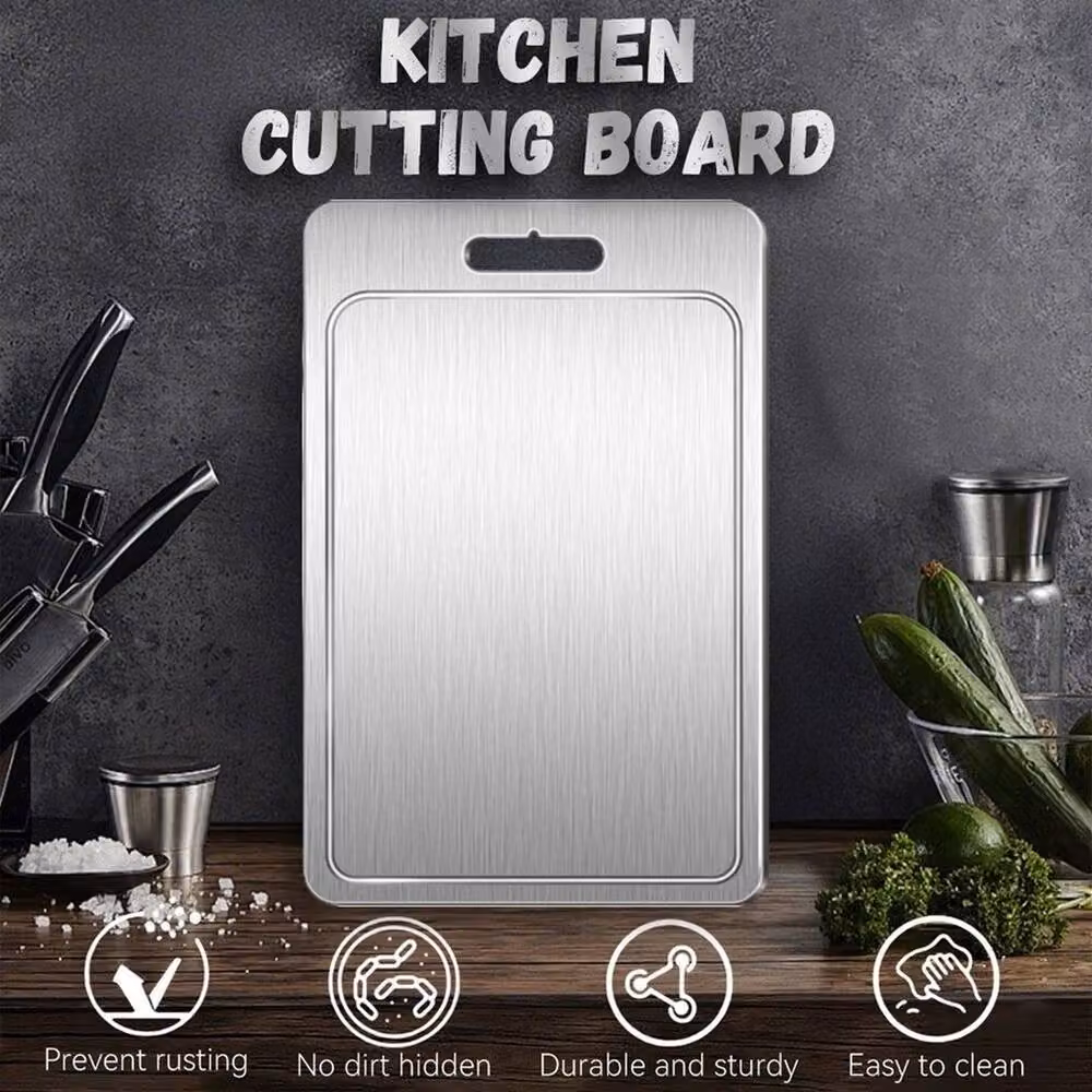 FLAVORA Reversible Double Sided Titanium Cutting Board in Silver, W: 100 cm x D: 100 cm – 2