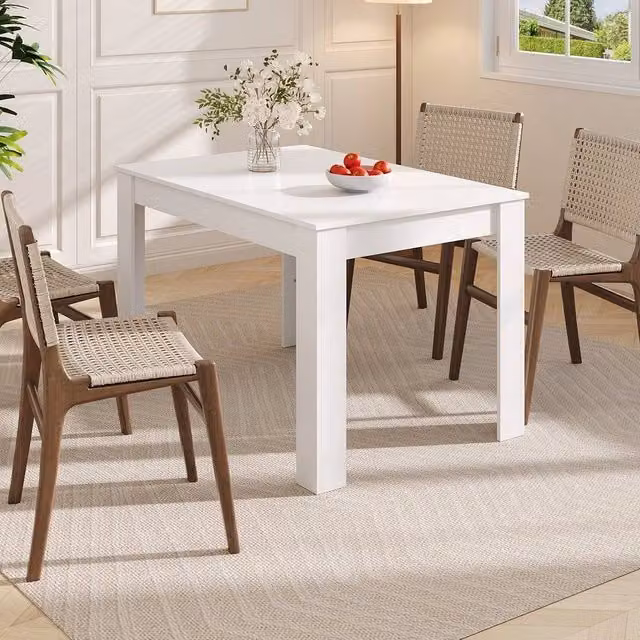 KORVIXA Modern Square Dining Table in White, W: 100 cm – 1