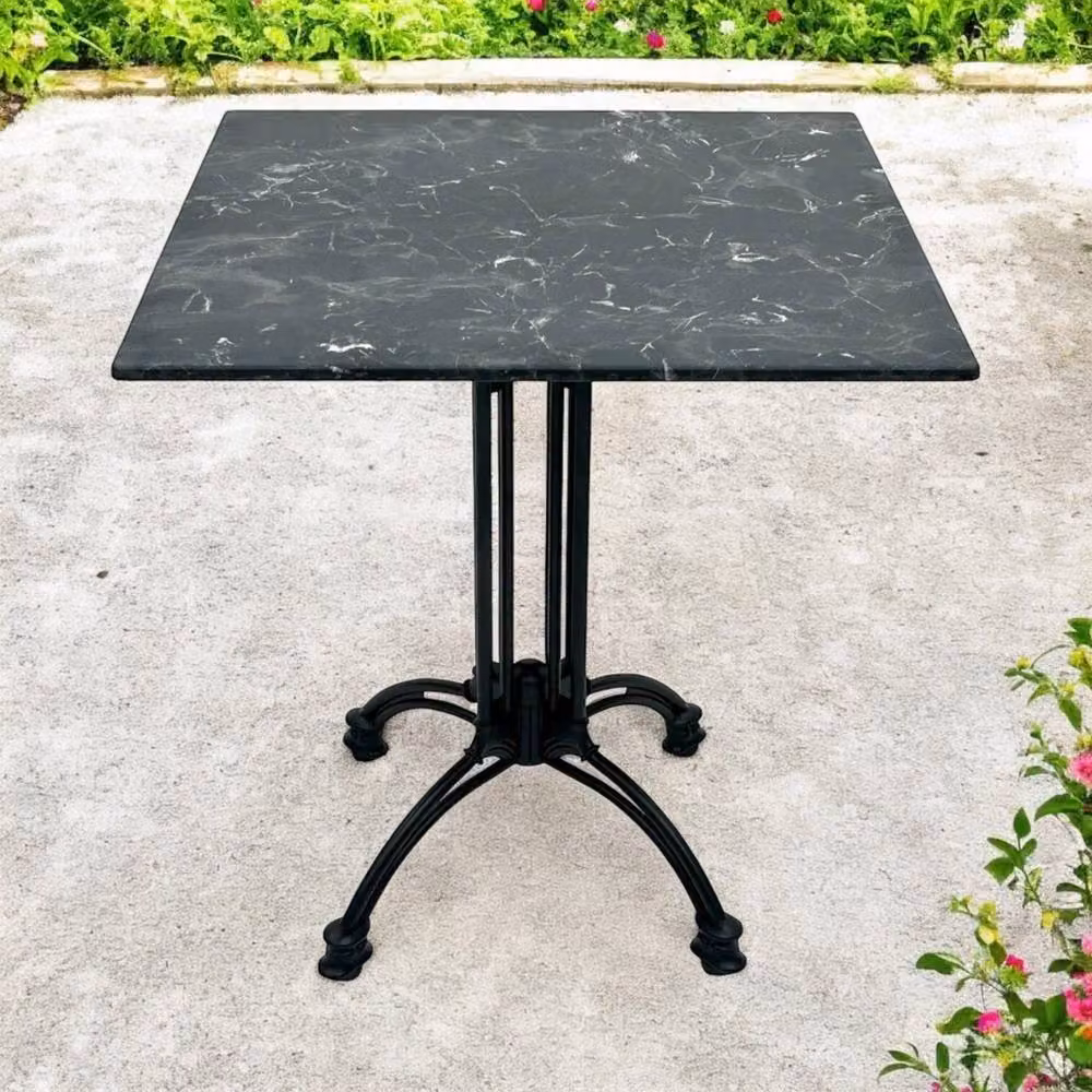 Havendro Black Marble and Aluminium Side Table for Indoor or Outdoor Bistro Dining, W: 70 cm, D: 70 cm, H: 70 cm – 4