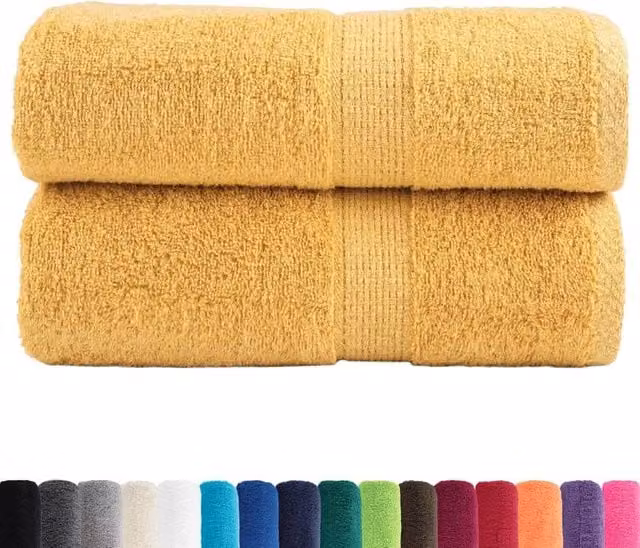 Berkfield Home SOLUND Premium Cotton Terry Guest Towels, Gold, 2 Pack, W: 30 cm, H: 50 cm, 600gsm