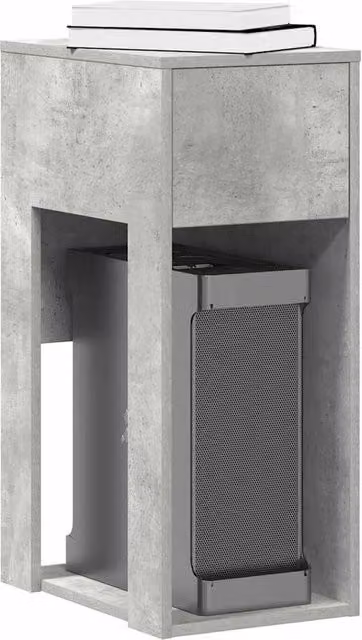 Berkfield Home Computer Tower Stand with Drawer in Concrete Grey W/D/H: 30 x 44 x 74 cm